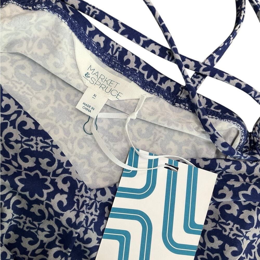 Market & Spruce Women’s Maxi Dress Geometric Blue White Size XL NWT - Picture 11 of 12